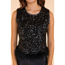 Load image into Gallery viewer, Feather Sequin Top Black
