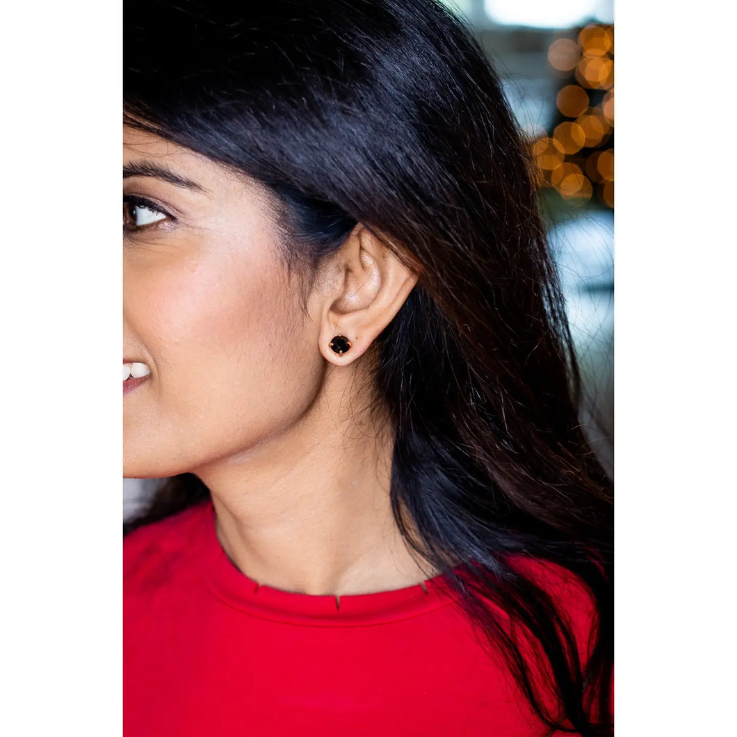 Black Circle Stud Earrings