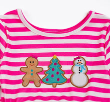 Load image into Gallery viewer, Pink Gingerbread Stripe Tulle Dress
