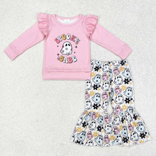 Load image into Gallery viewer, Spooky Babe Pink Long Sleeve Bell Bottom outfit
