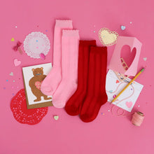 Load image into Gallery viewer, LSC Red Scalloped knee High

