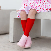 Load image into Gallery viewer, LSC Red Scalloped knee High

