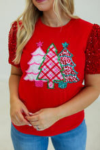 Load image into Gallery viewer, Festive Forest RED Sequin Top
