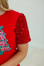 Load image into Gallery viewer, Festive Forest RED Sequin Top
