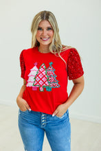 Load image into Gallery viewer, Festive Forest RED Sequin Top

