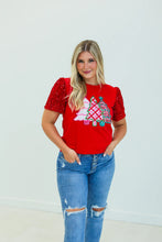 Load image into Gallery viewer, Festive Forest RED Sequin Top

