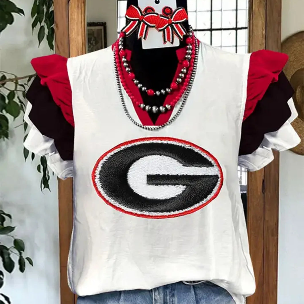 WHITE  GEORGIA ADULT SHIRT