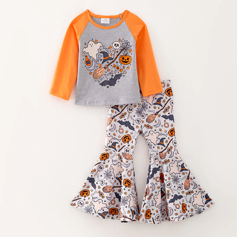 Orange Raglan Halloween Pant Set