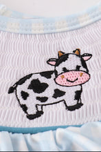 Load image into Gallery viewer, Blue Cow Embroider Smocked Shortie Set
