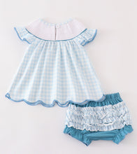 Load image into Gallery viewer, Blue Cow Embroider Smocked Shortie Set
