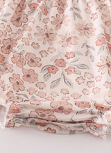 Load image into Gallery viewer, Brown Floral Ruffle Romper
