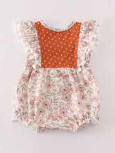 Load image into Gallery viewer, Brown Floral Ruffle Romper
